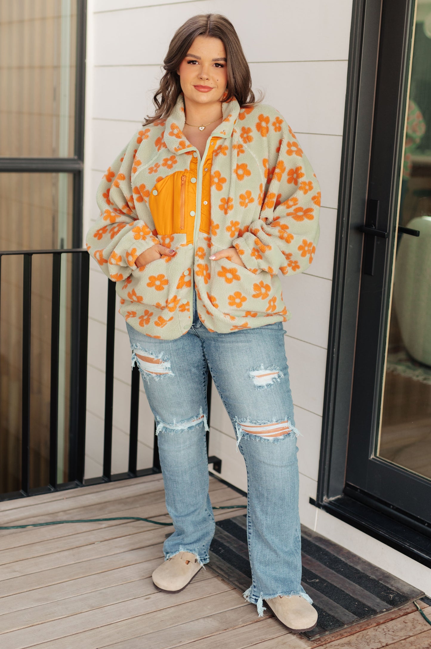 Love It Don't Leave It Floral Fleece Jacket (Online Exclusive)