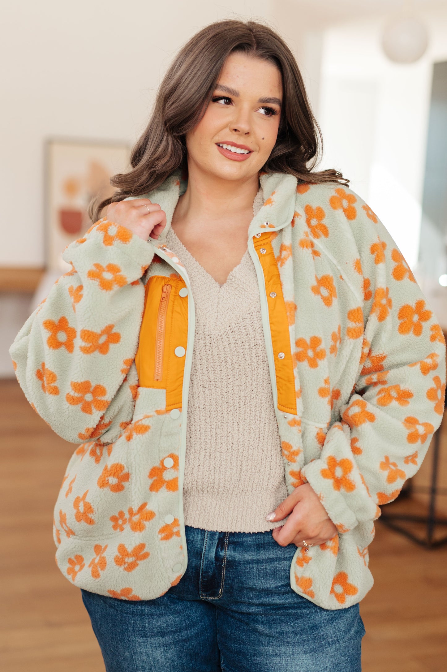 Love It Don't Leave It Floral Fleece Jacket (Online Exclusive)