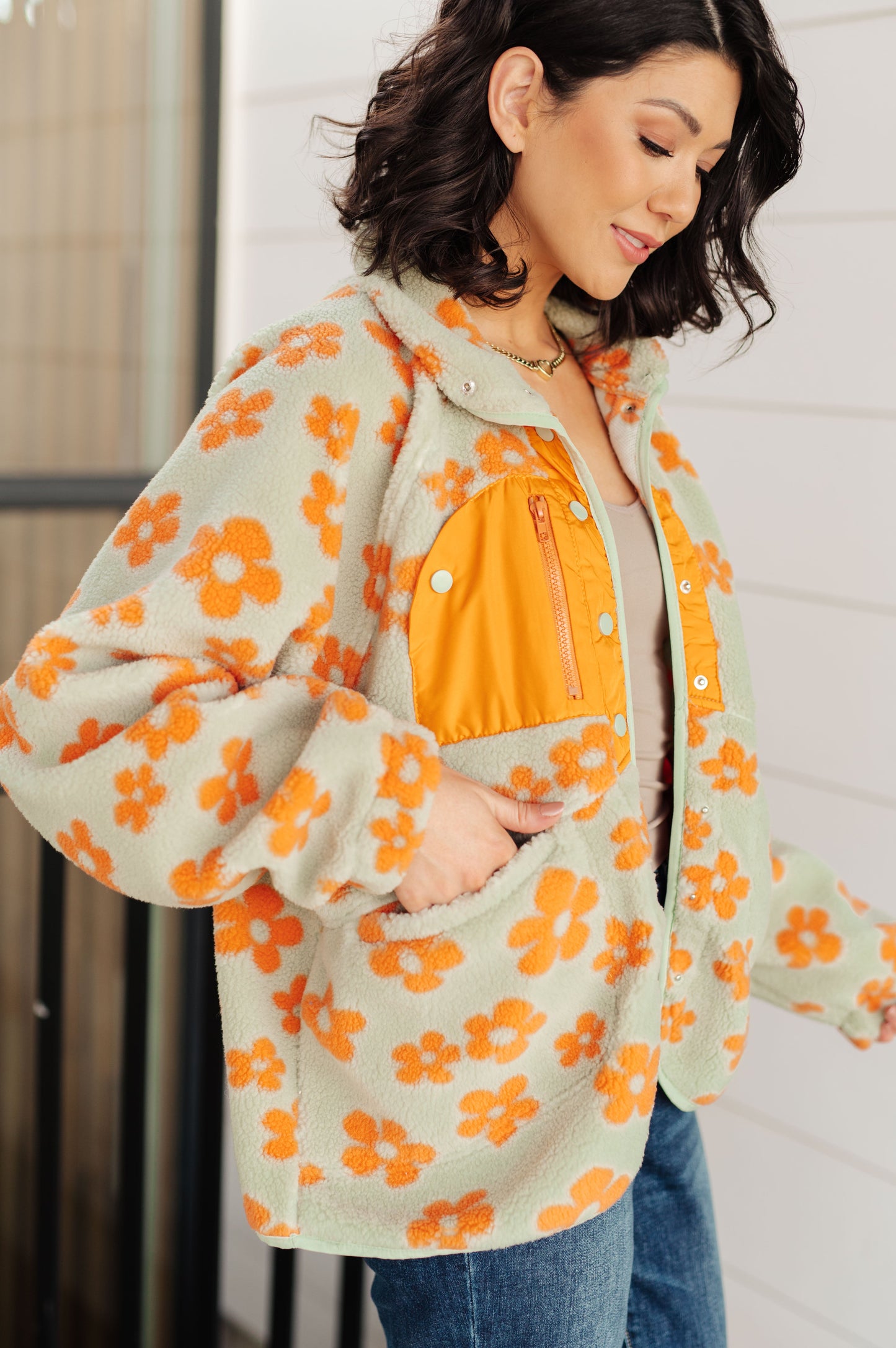 Love It Don't Leave It Floral Fleece Jacket (Online Exclusive)