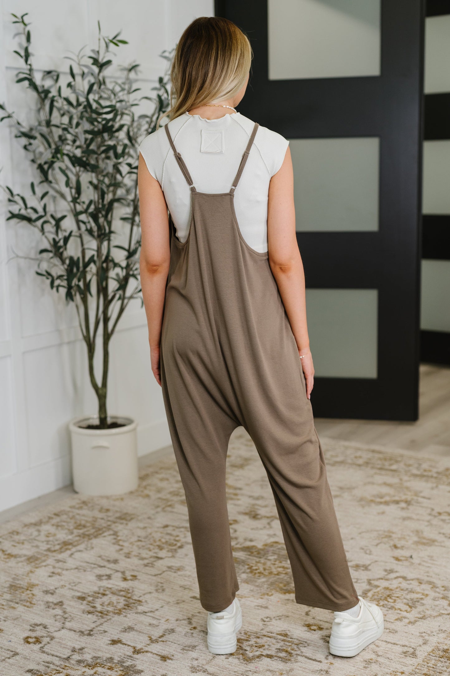 Mood Match Relaxed Spaghetti Strap Jumpsuit in Mocha (Online Exclusive)