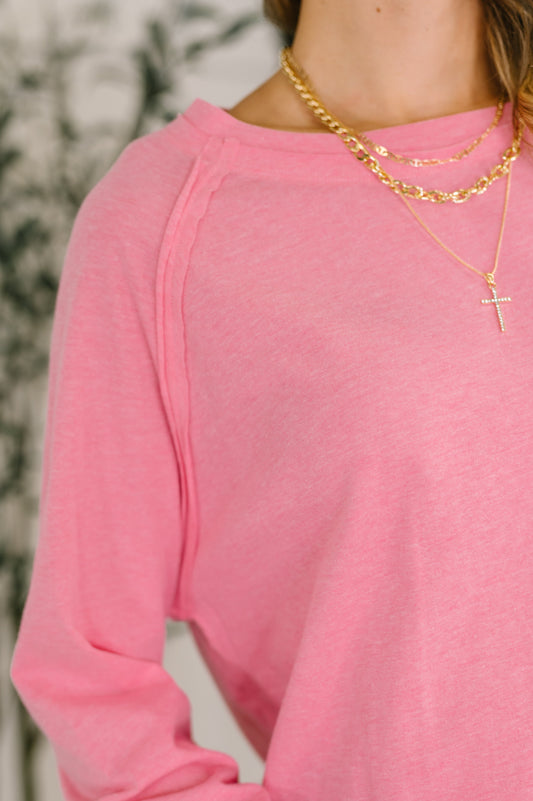 Nice to Each Other Raglan Sleeve Top in Fuchsia (Online Exclusive)