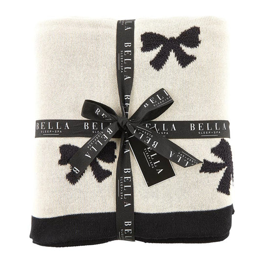 Black/Cream Luxury Bow Blanket