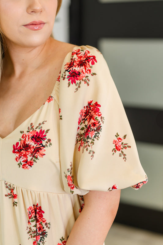 Petals & Postcards Balloon Sleeve Dress (Online Exclusive)