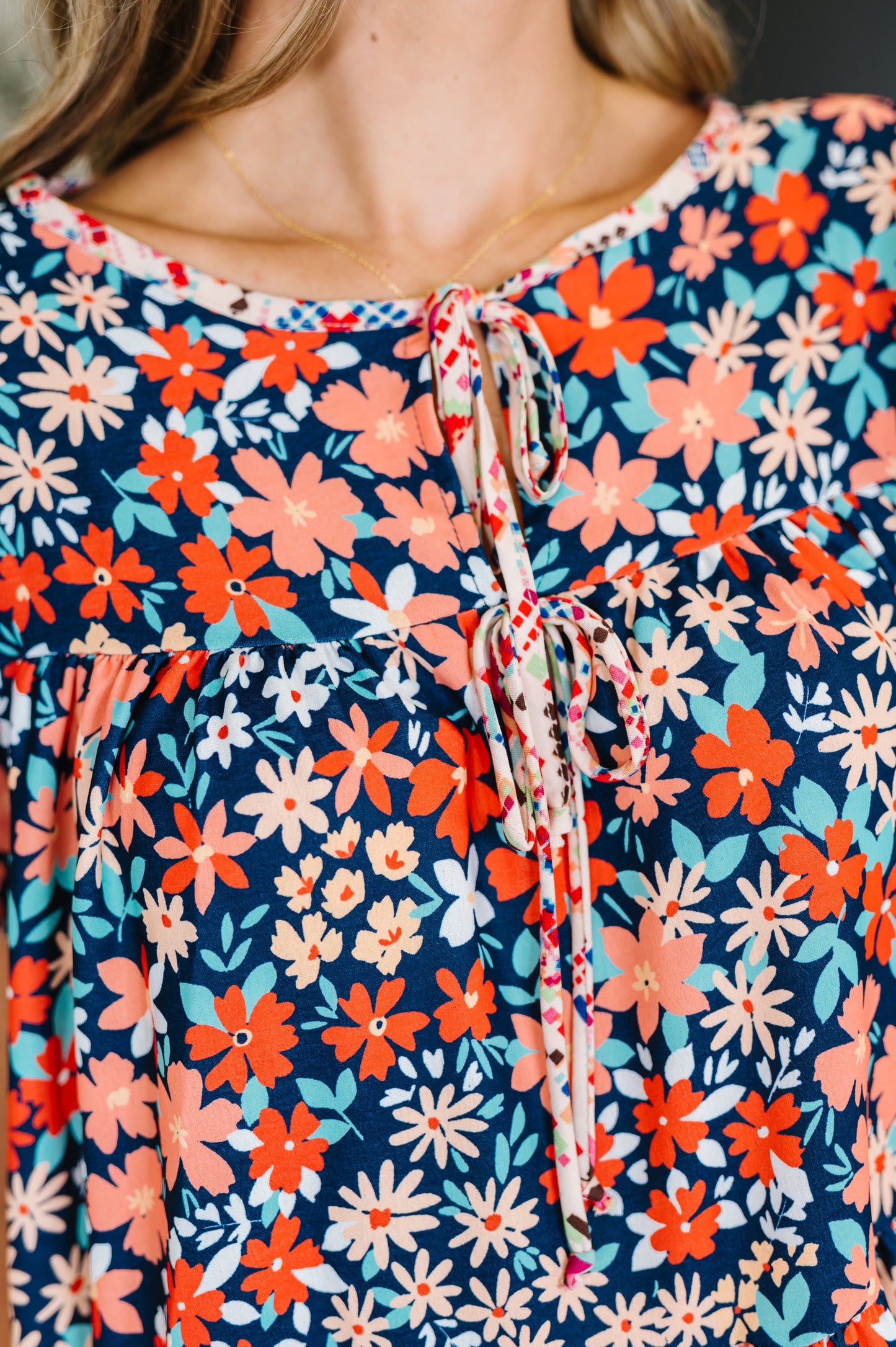 Petal to the Metal Flutter Sleeve Dress in Navy/Coral (Online Exclusive)