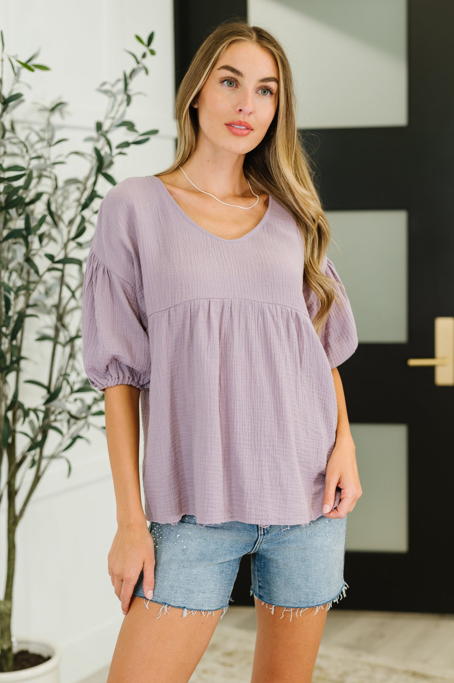 Pleasantly Perfect Bubble Sleeve Peasant Blouse (Online Exclusive)