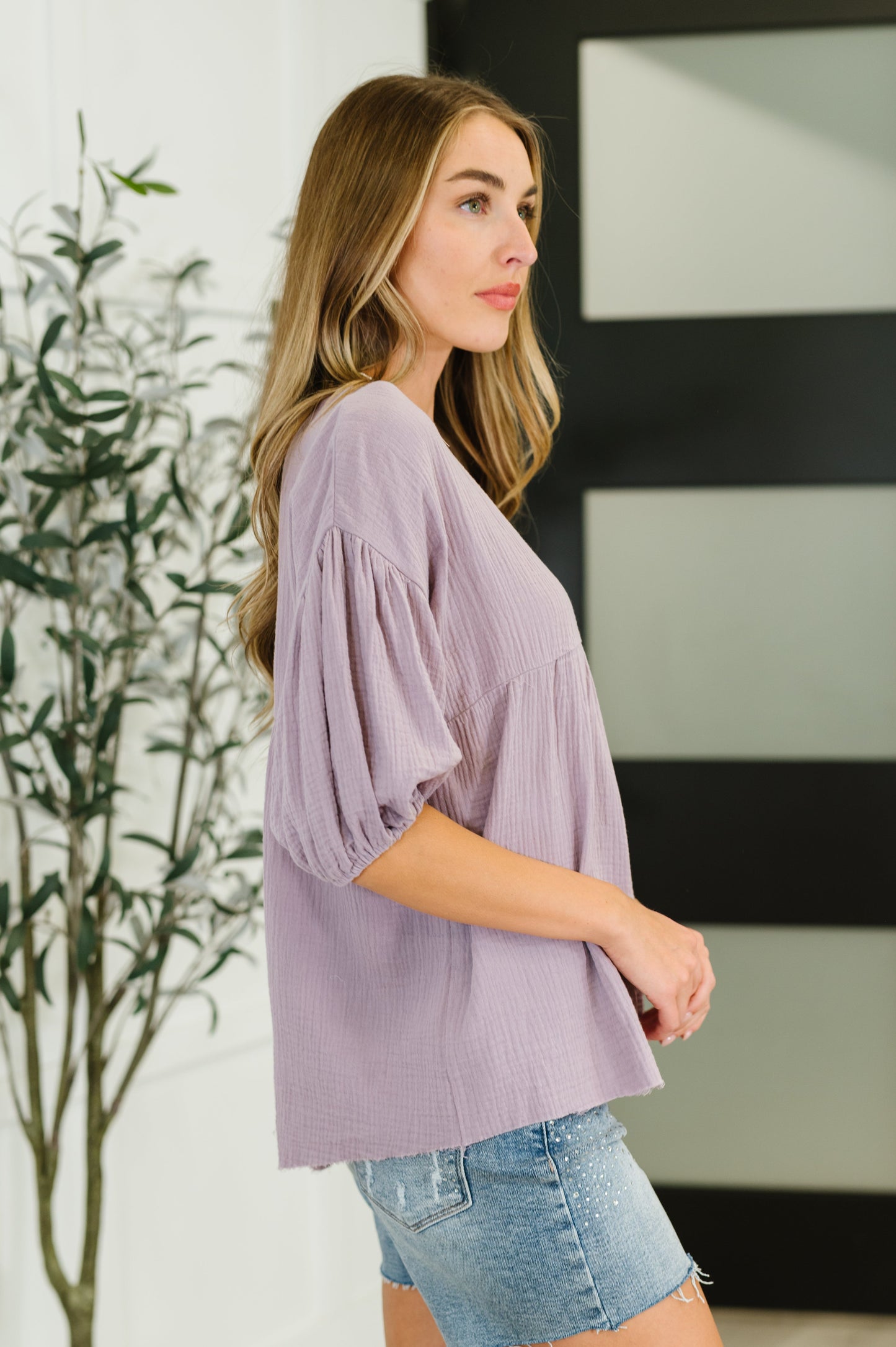 Pleasantly Perfect Bubble Sleeve Peasant Blouse (Online Exclusive)