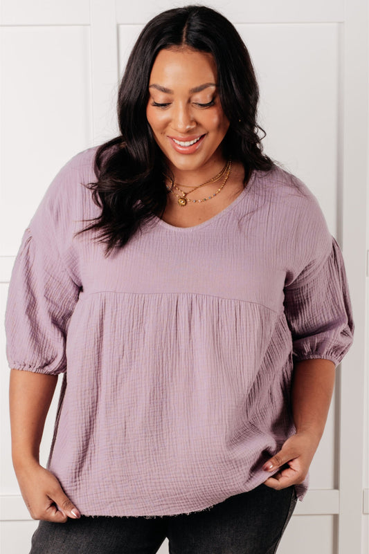 Pleasantly Perfect Bubble Sleeve Peasant Blouse (Online Exclusive)