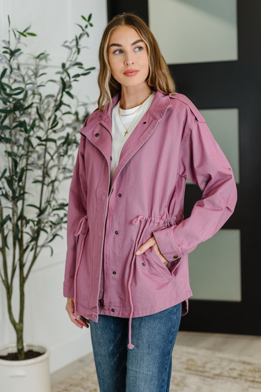 Puddle Jumper Full Front Zip Up Jacket in Mauve (Online Exclusive)