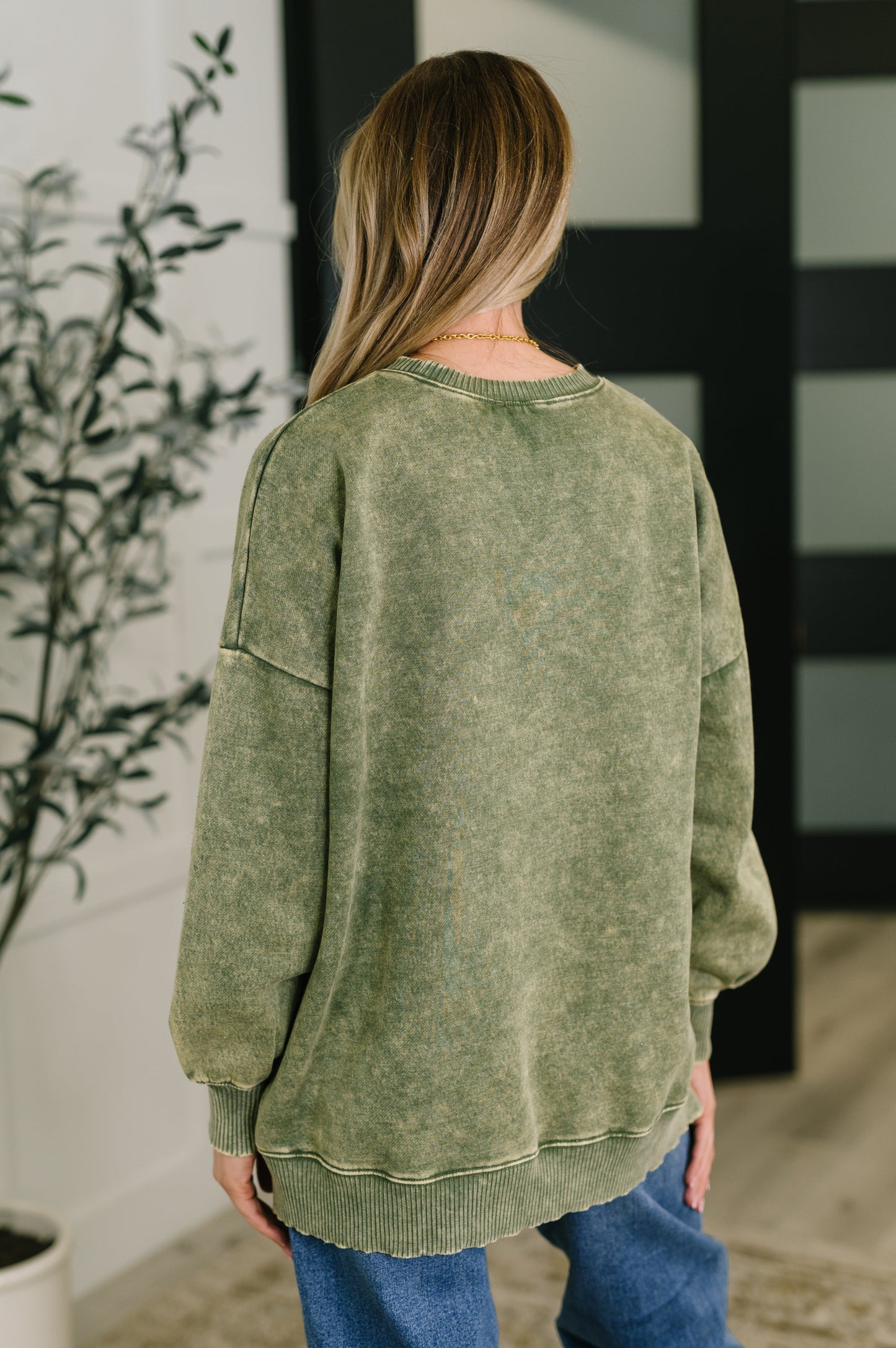Safe and Secure Mineral Wash Pullover in Light Olive (Online Exclusive)