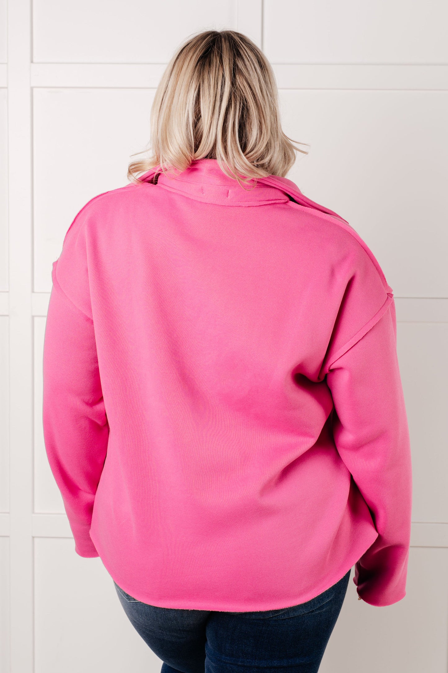 Same Ol' Situation Collared Pullover in Hot Pink (Online Exclusive)