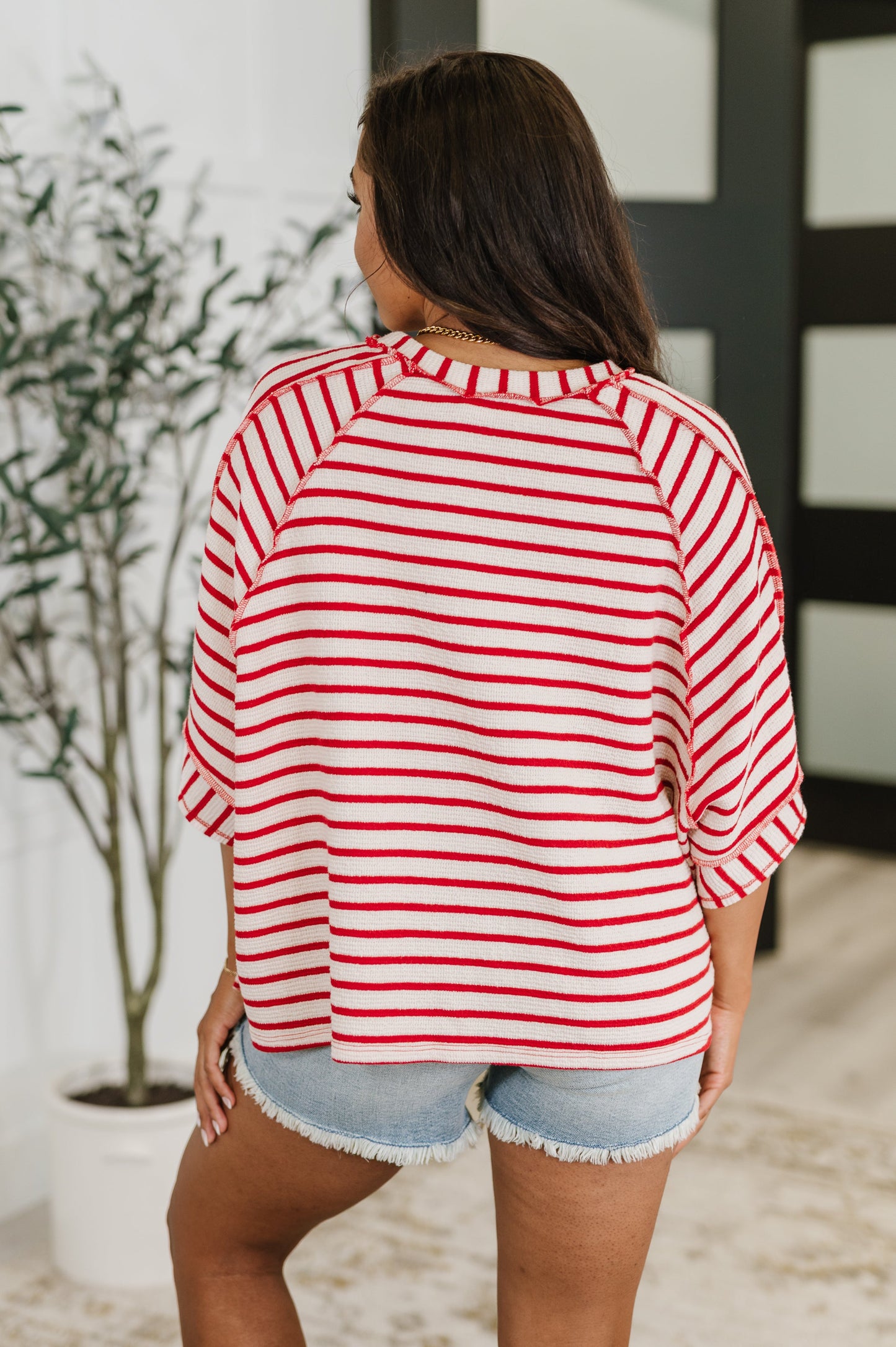 Sass in Session Relaxed Top in Cream Red (Online Exclusive)