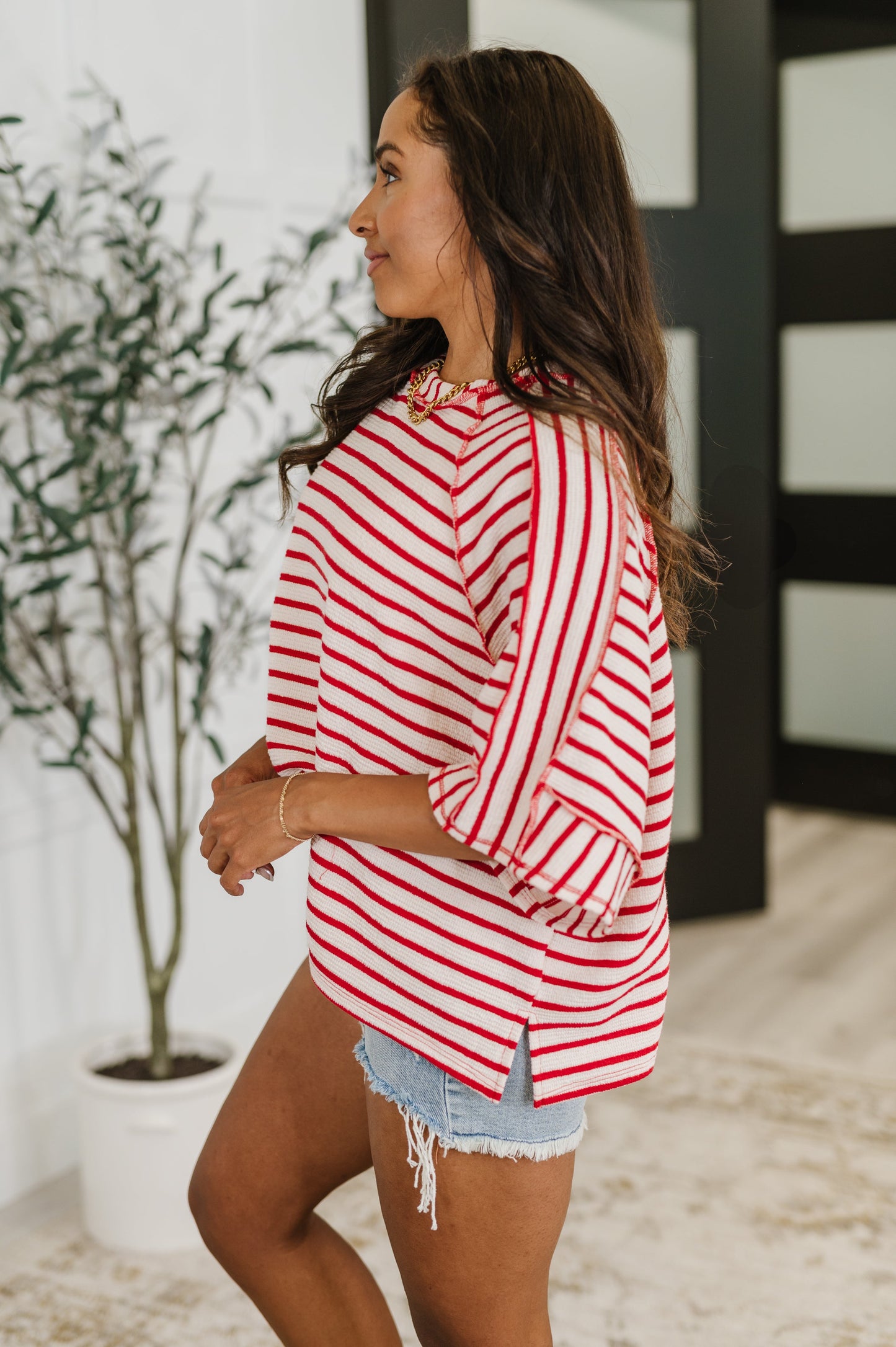 Sass in Session Relaxed Top in Cream Red (Online Exclusive)