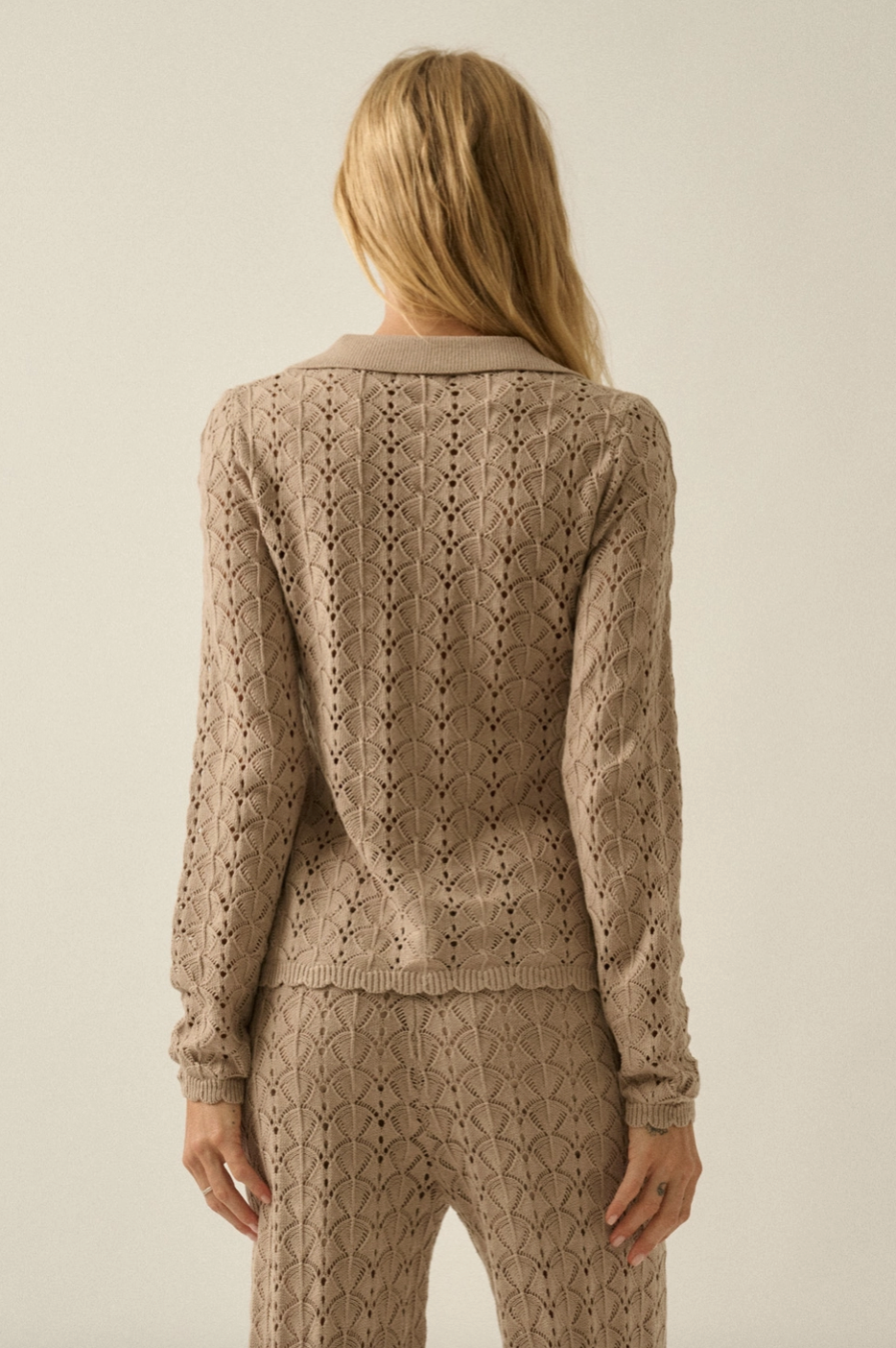 Crochet Knit Cardigan - Sand