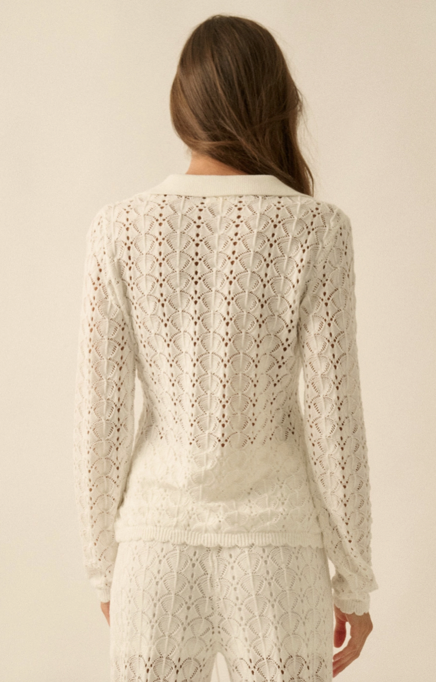 Crochet Knit Cardigan - Off White