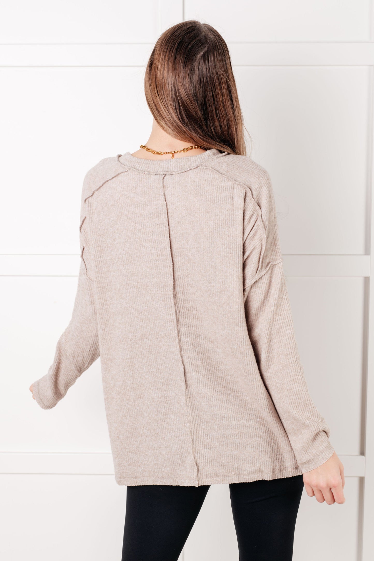 Simply Basic Ribbed Hacci Sweater in H Mocha (Online Exclusive)