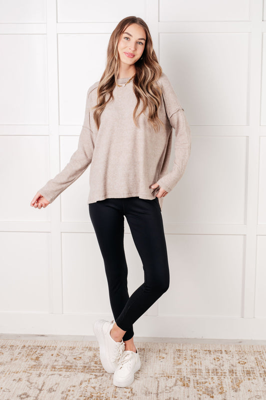 Simply Basic Ribbed Hacci Sweater in H Mocha (Online Exclusive)