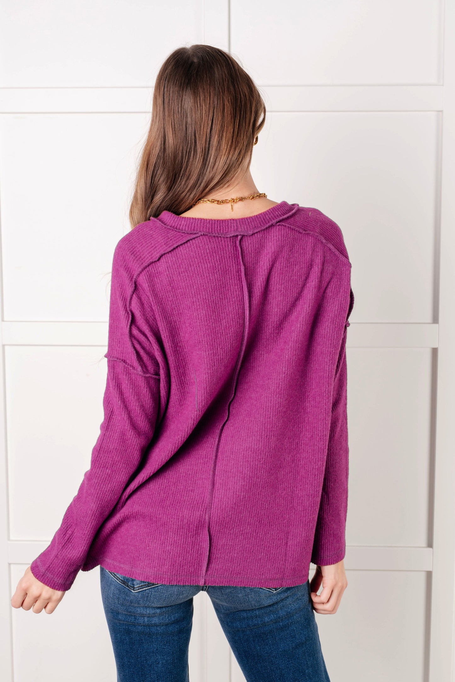 Simply Basic Ribbed Hacci Sweater in Light Plum (Online Exclusive)