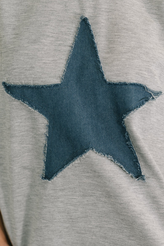 Star Stud Distressed Applique Top (Online Exclusive)