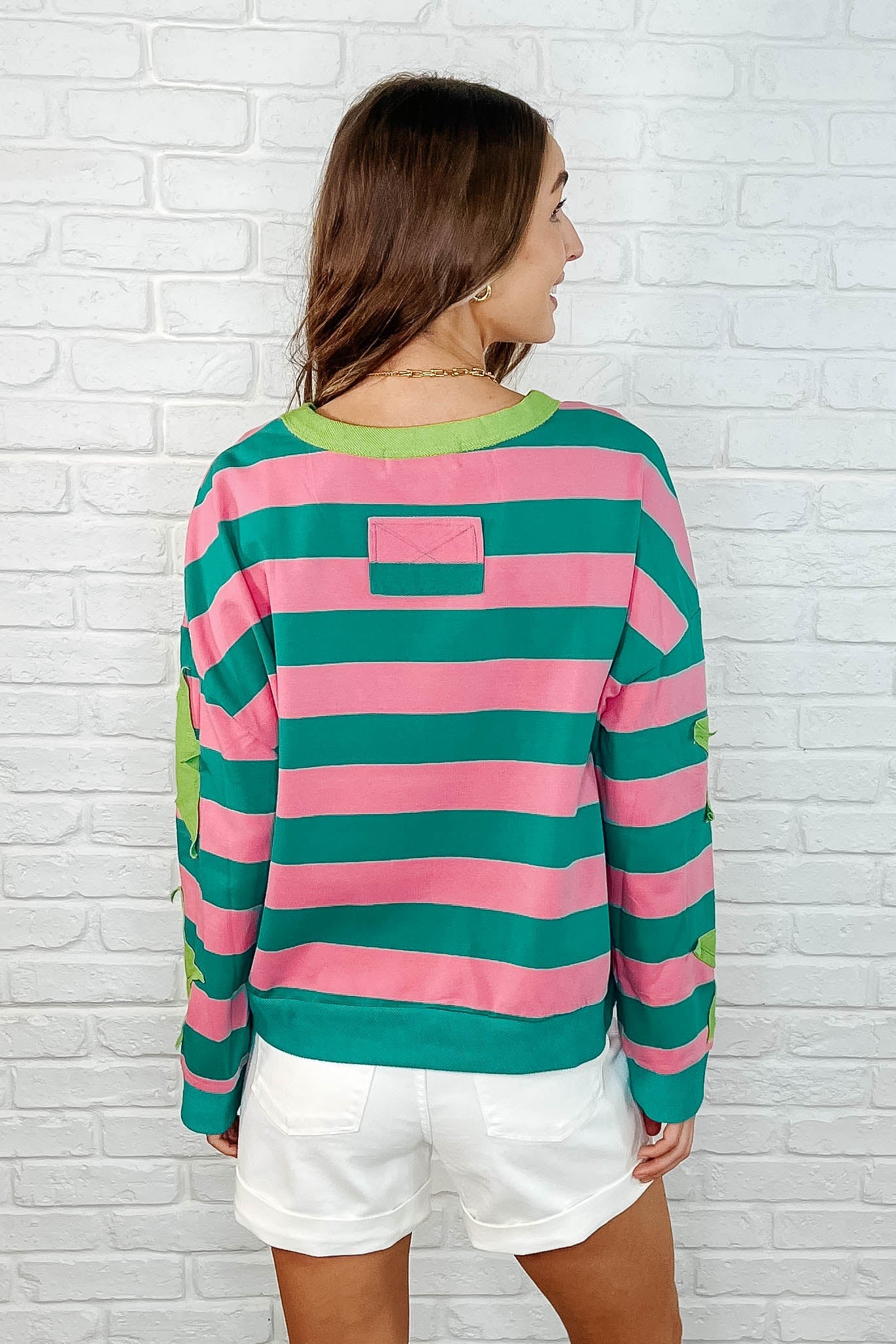 Stars On Stripes Patchwork Striped Sweatshirt (Online Exclusive)