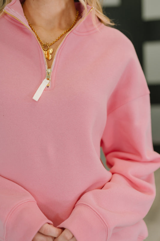 Sweater Weather Half Zip High Neck Pullover in Dark Pink (Online Exclusive)