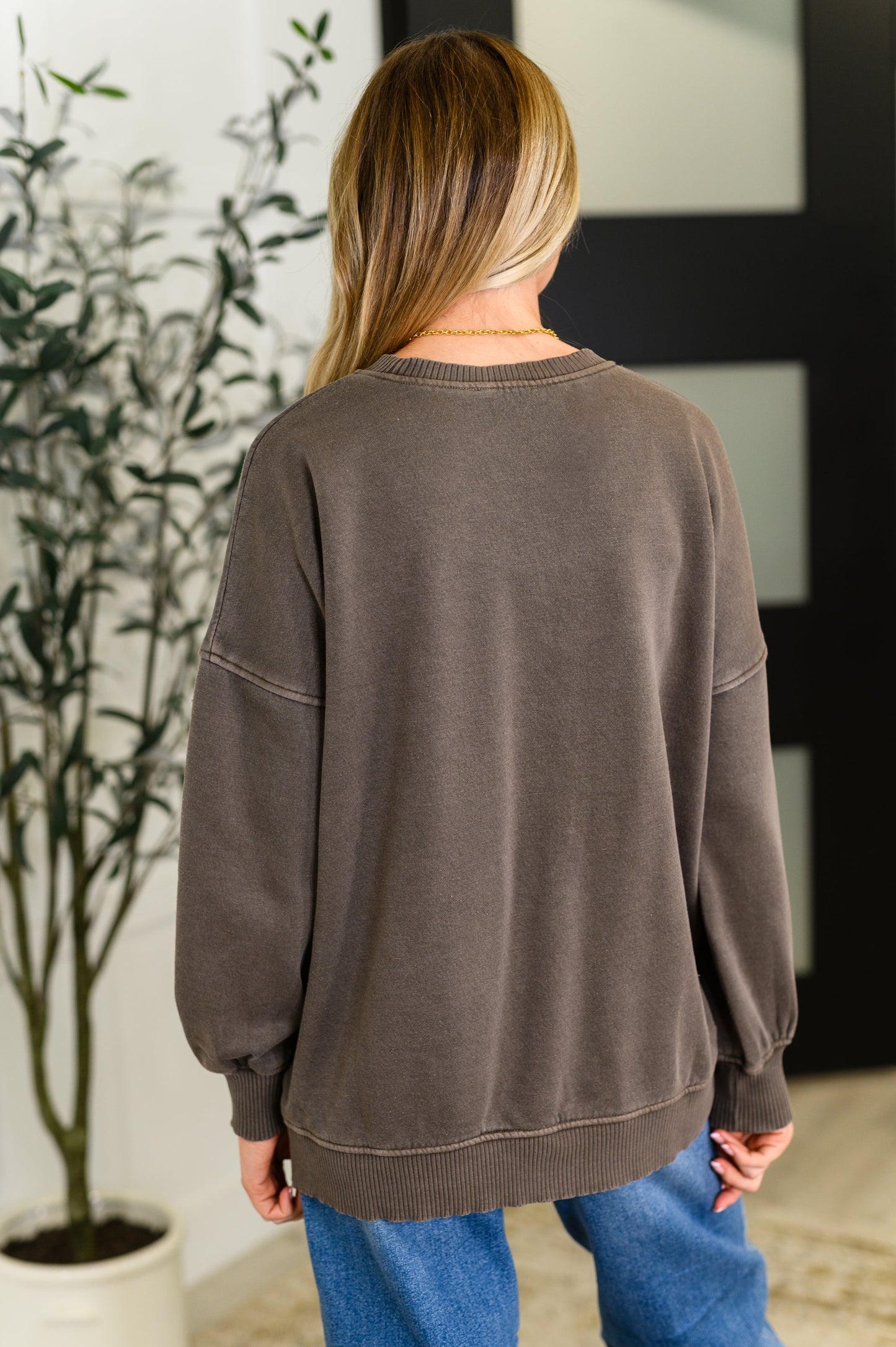 Talk Cozy to Me Stepped Hem Pullover in Brown (Online Exclusive)