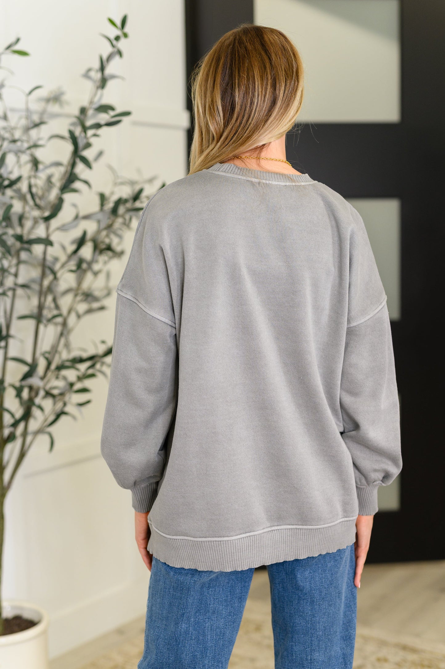 Talk Cozy to Me Stepped Hem Pullover in Sleet (Online Exclusive)