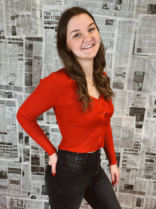 Cherry Red Sweater Top