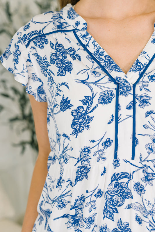 The Missing Piece Tiered Flutter Sleeve Dress (Online Exclusive)