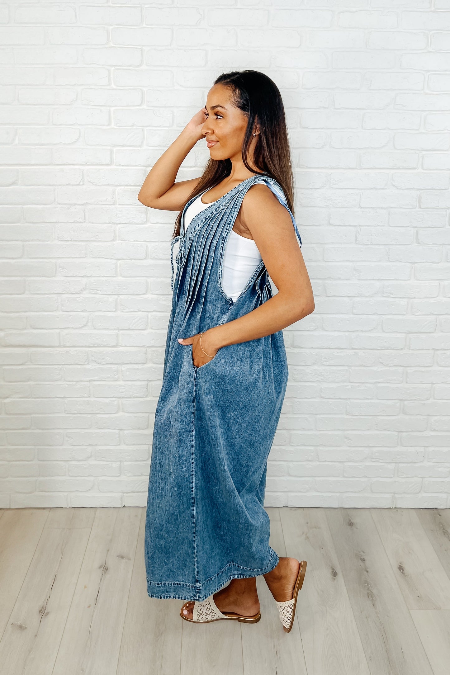Too Cool For Fools Wide Leg Jumpsuit in Denim (Online Exclusive)