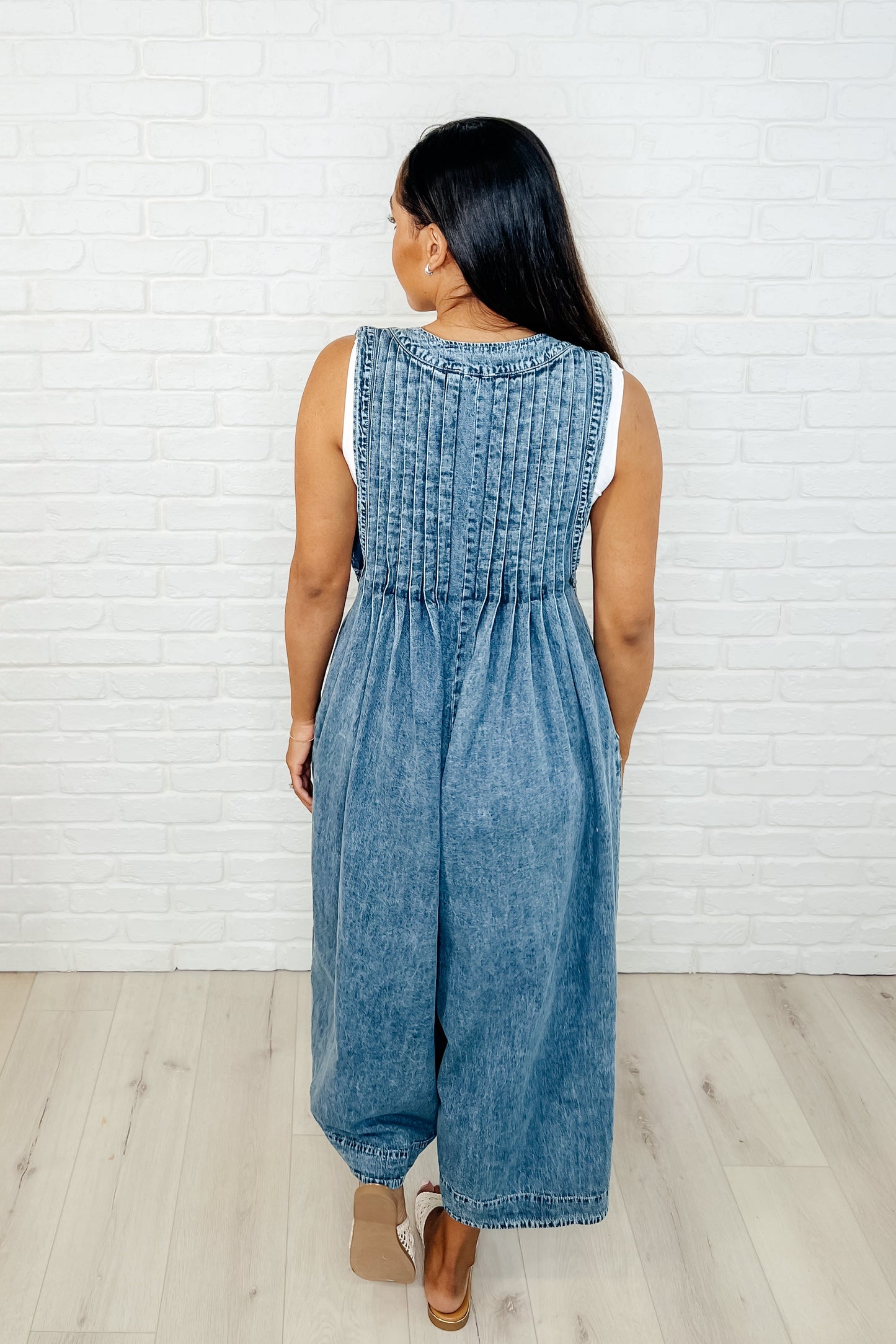 Too Cool For Fools Wide Leg Jumpsuit in Denim (Online Exclusive)