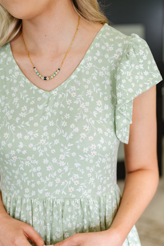 Twirl Me Softly Flutter Sleeve Dress in Sage (Online Exclusive)