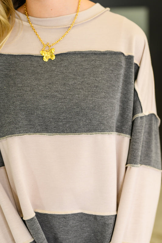 Two-Tone Take Drop Shoulder Top (Online Exclusive)