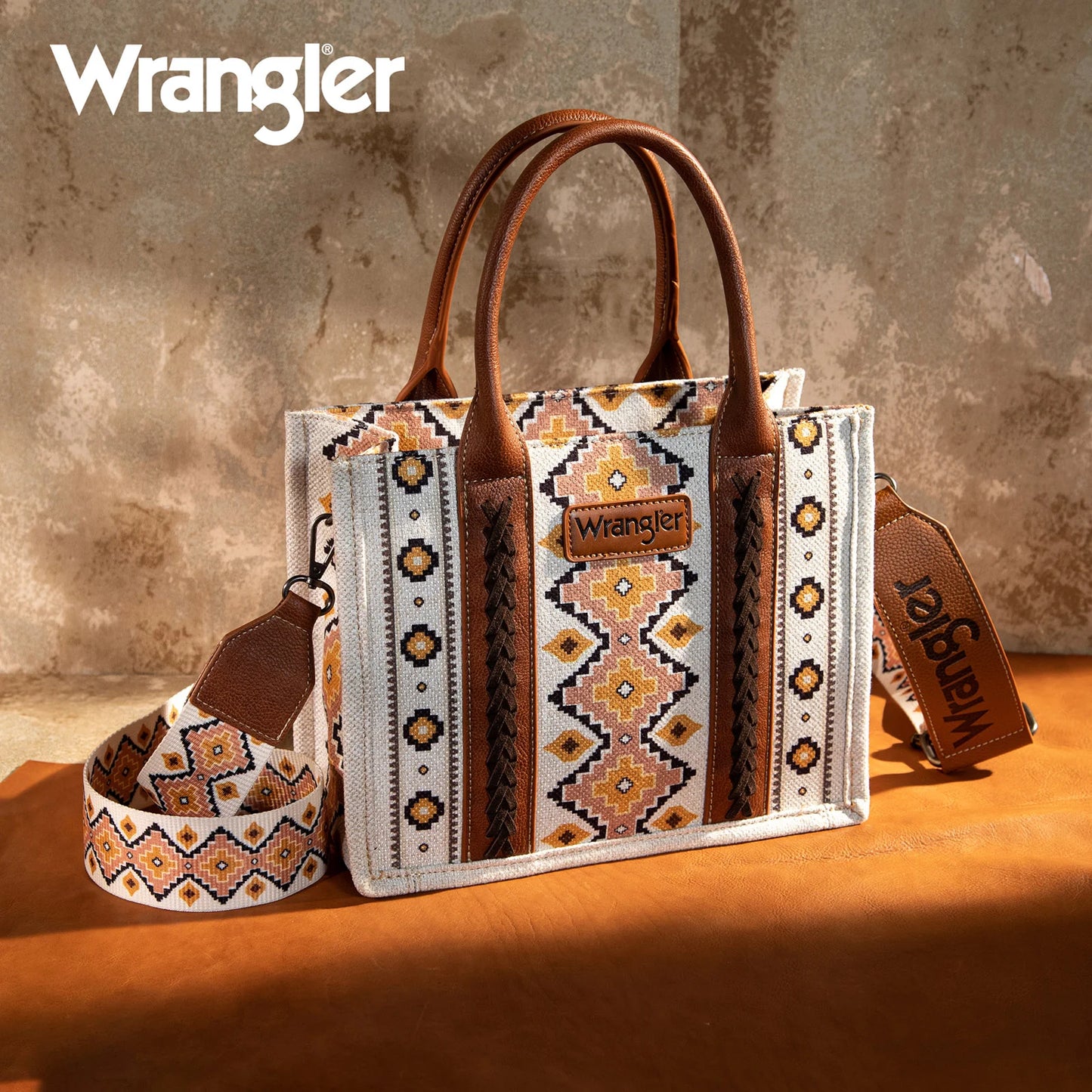 Pre-Order Wrangler Southwestern Print Small Canvas Tote/Crossbody