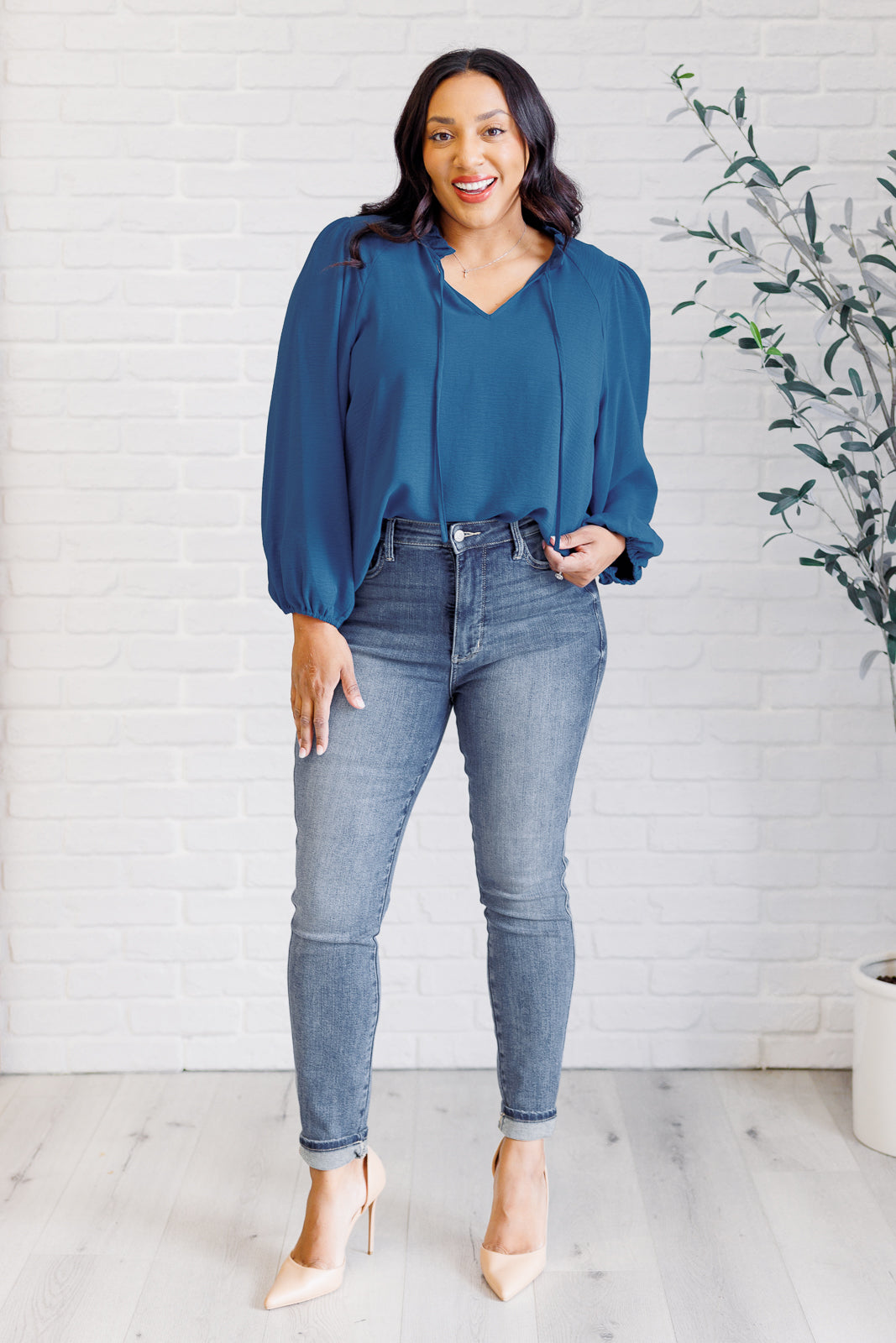 We Believe Keyhole Tie Detail Blouse (Online Exclusive)