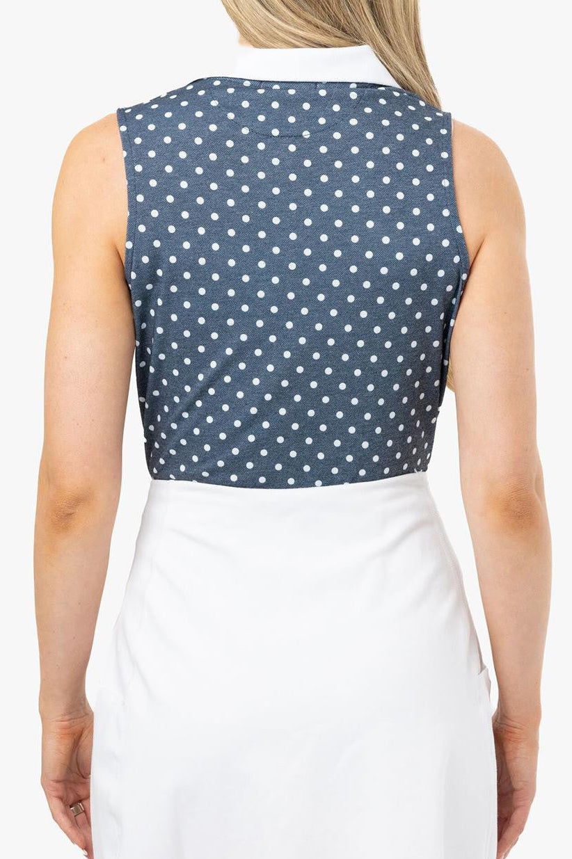 Bad Birdie Johnny Collar Polo - Dots - Dark Navy