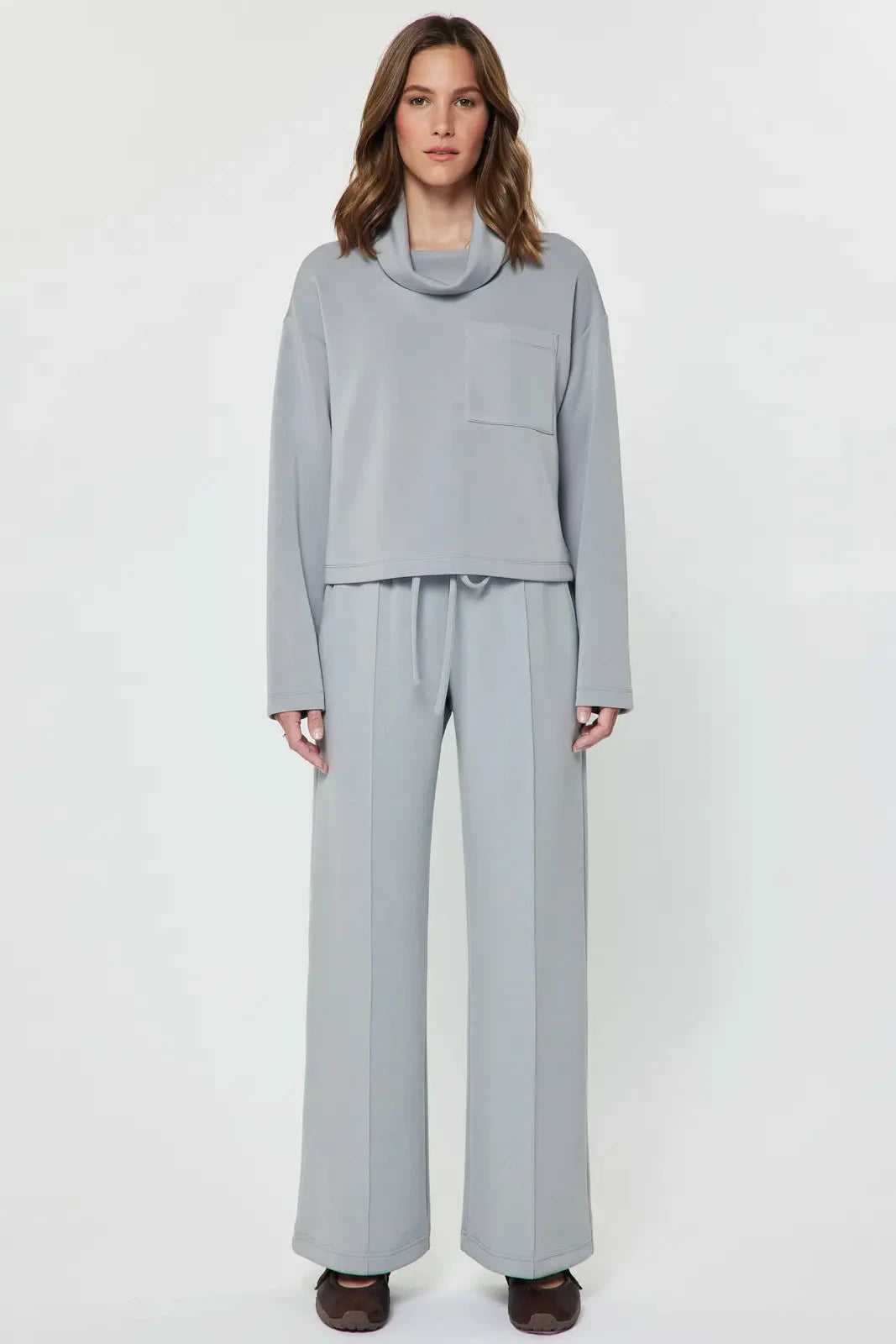 Cowl Neck Pullover - Light Dusty Blue