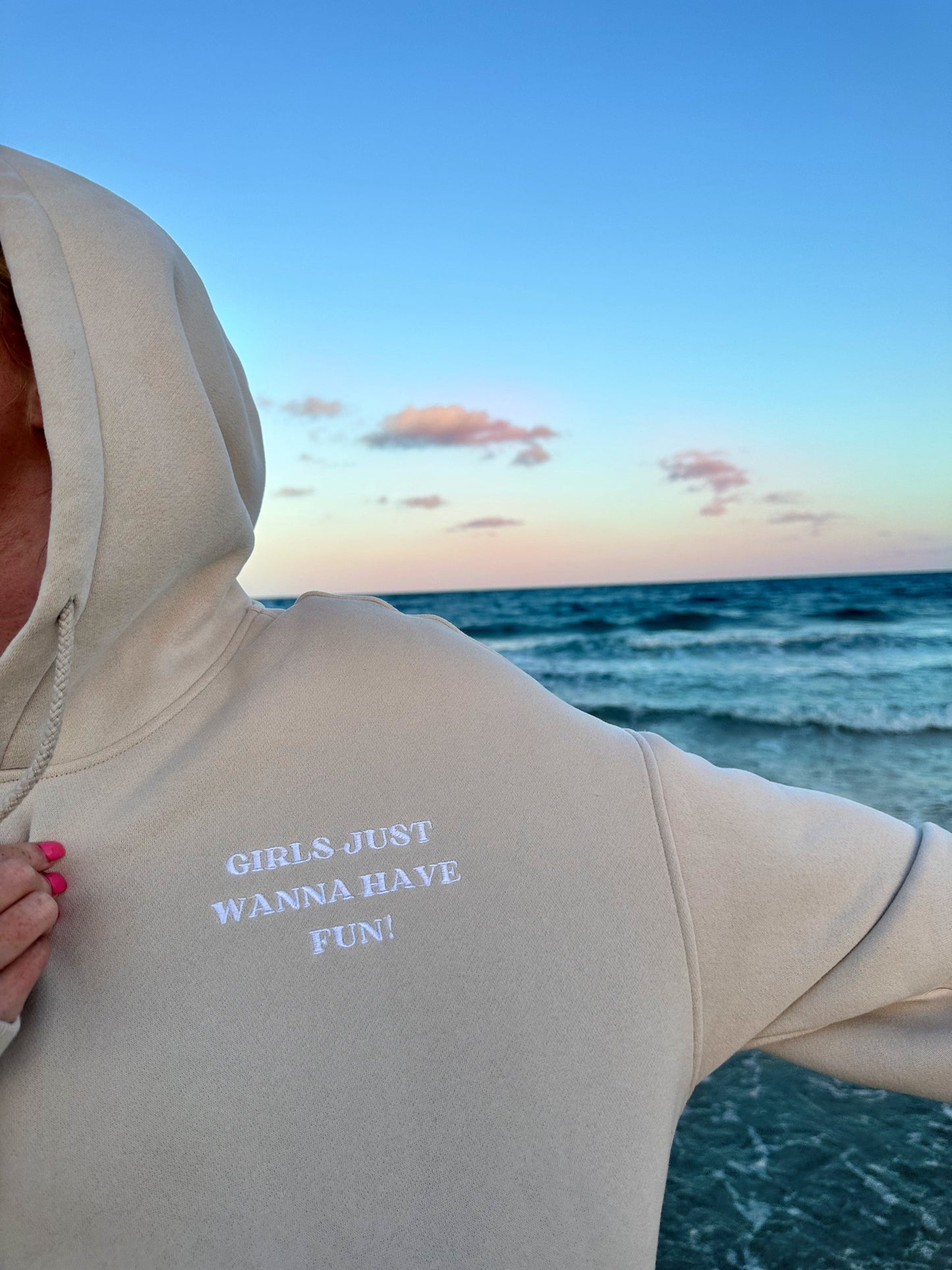 Girls Just Wanna Have Fun Embroidered Hoodie