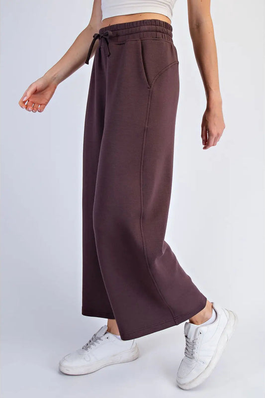 Modal Scuba Cropped Wide Pant - Espresso