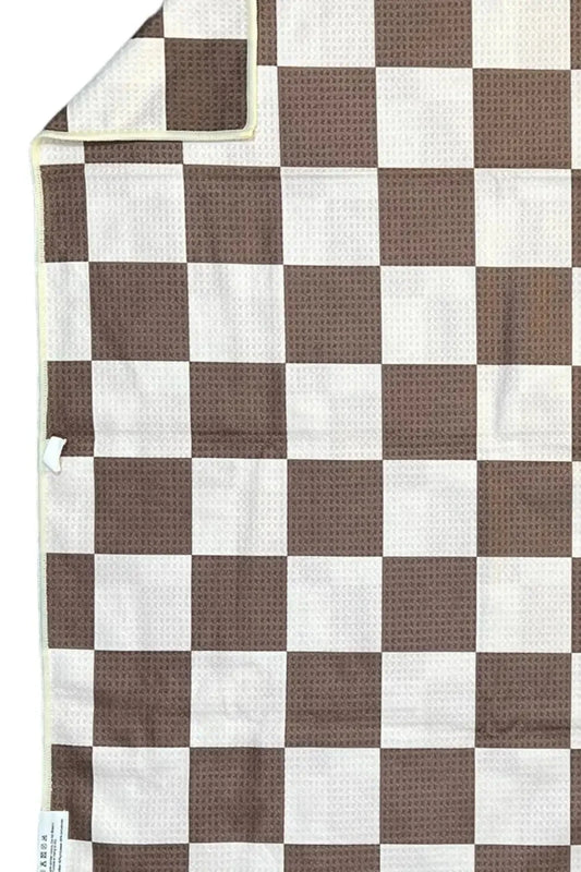 Chocolate Check Double-Sided Hand Towel