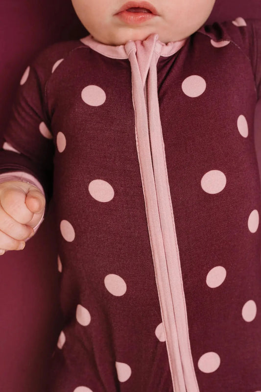 Mulberry Polkadot Bamboo Onesie