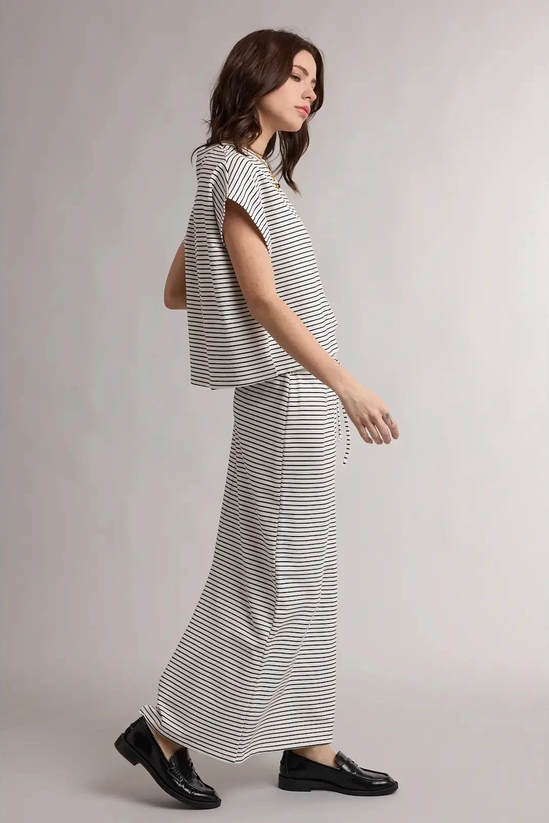 Striped Knit Top and Skirt Set