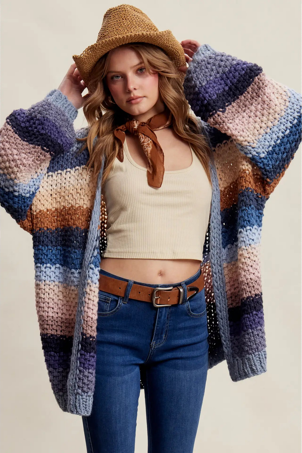 Slate Blue Rainbow Cardigan