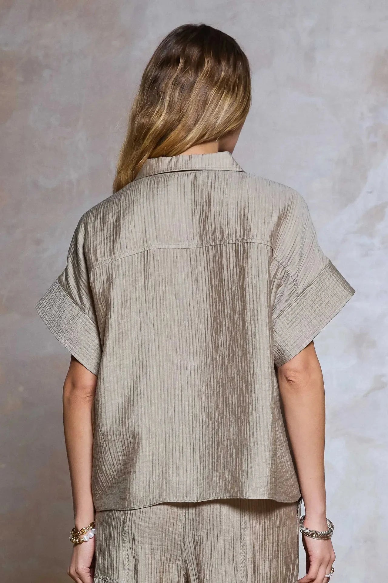 Oversized Textured Collared Shirt