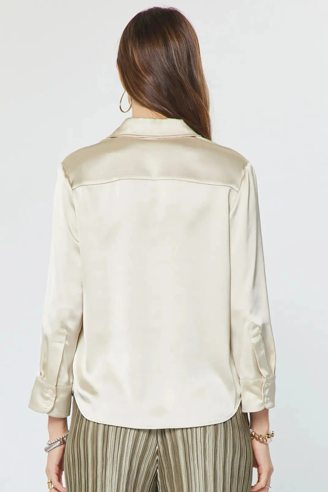 Satin Cream Button Down Shirt