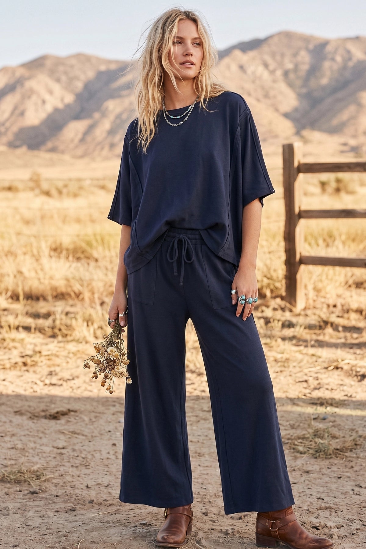 Stretch Boxy Top & Wide Leg Pant
