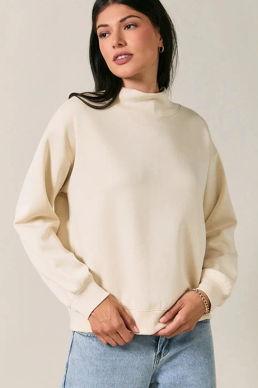 Cream Mockneck Oversized Scuba Top