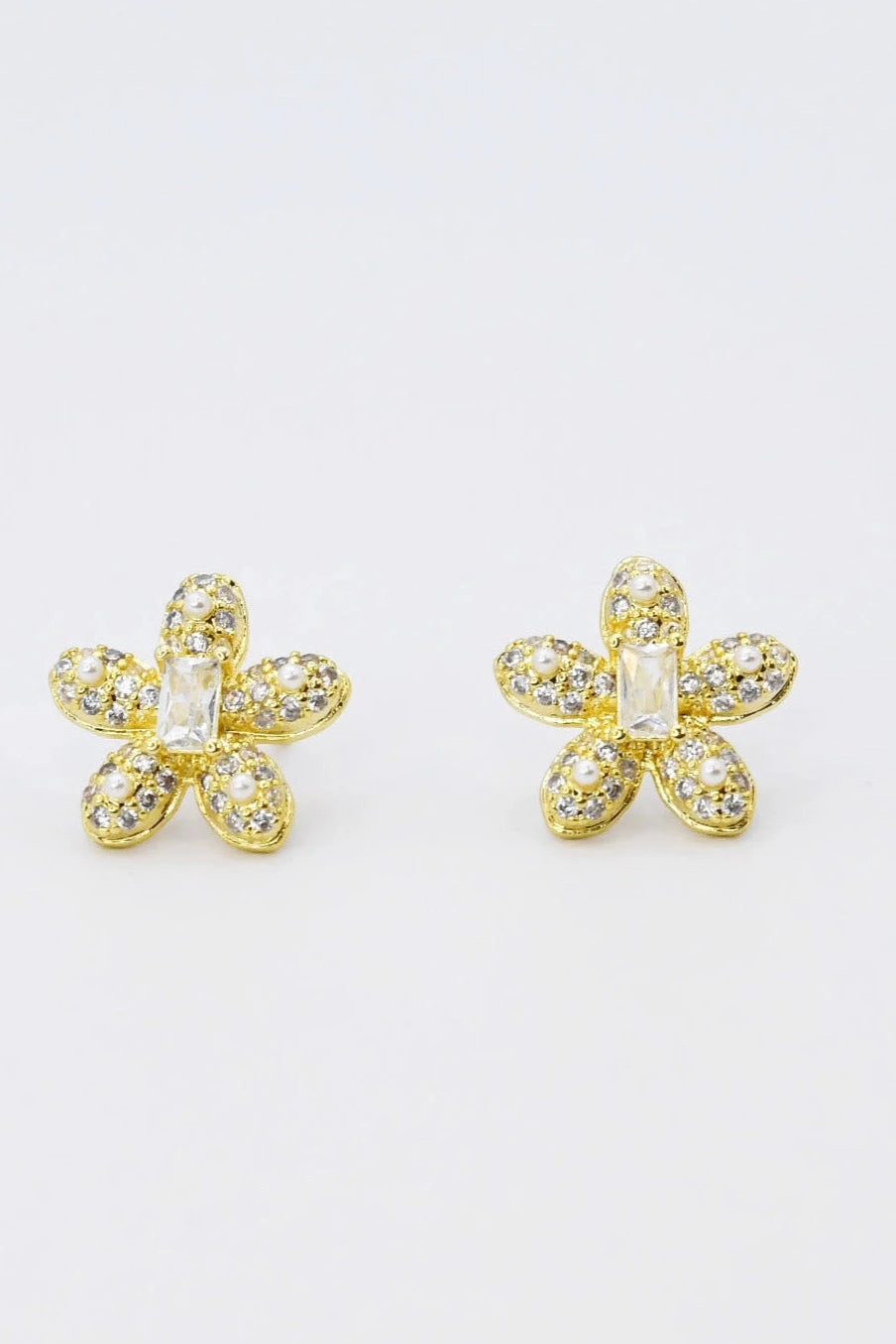 Pave Flower Stud Earrings
