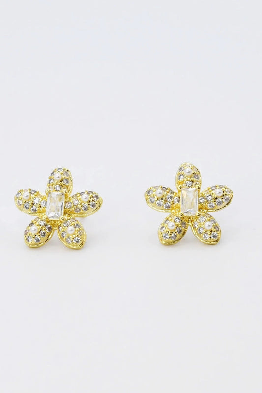 Pave Flower Stud Earrings