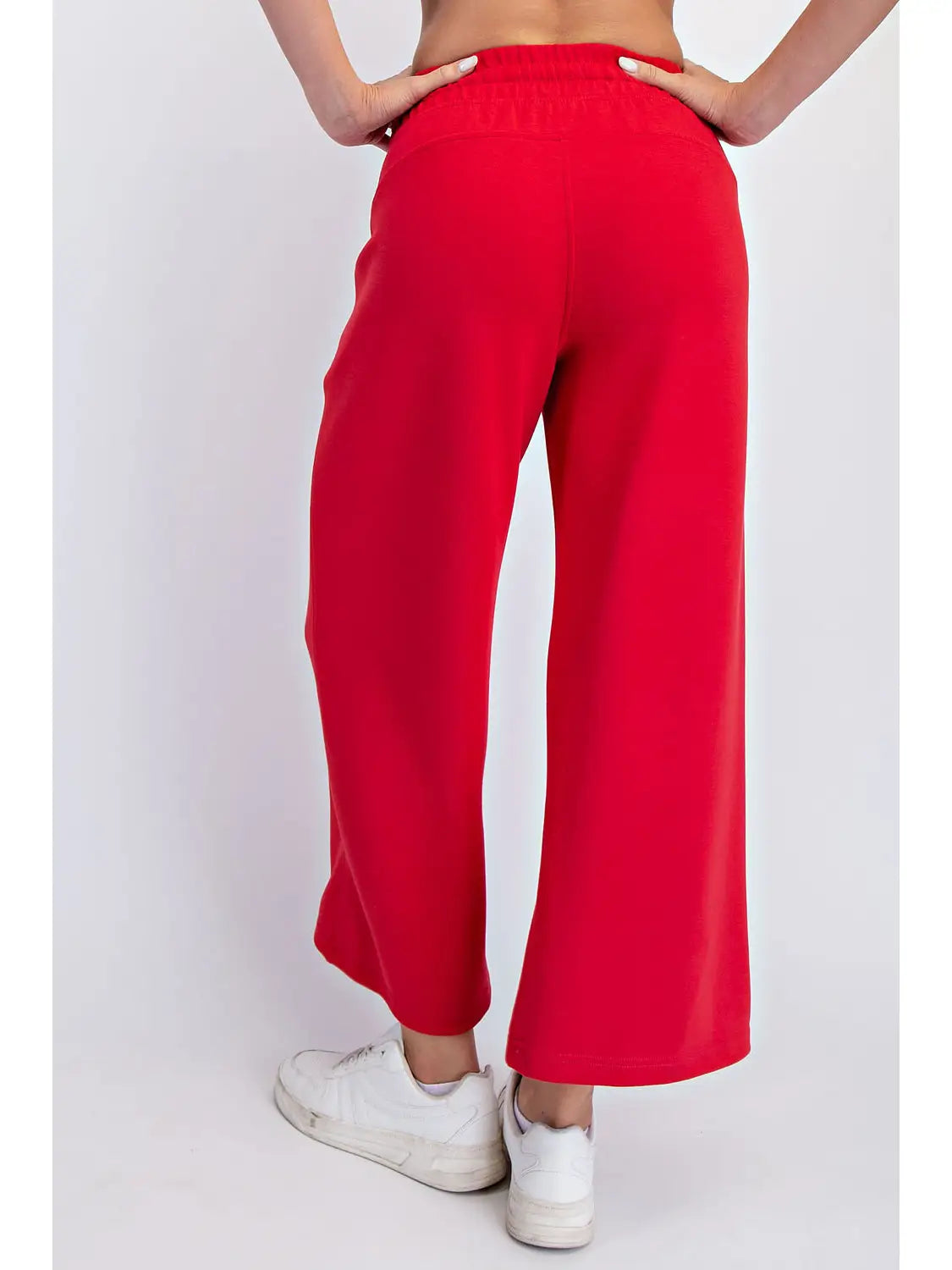 Modal Scuba Cropped Wide Pants - True Red