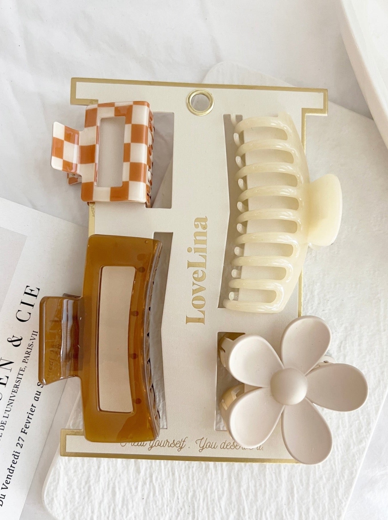 4 Pack Assorted Clip Set - Mocha